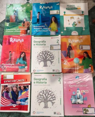 Lote 9 libros texto segundo de  eso buen estado