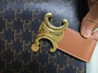 Borsa Celine Cubo Media Marrone e Oro
