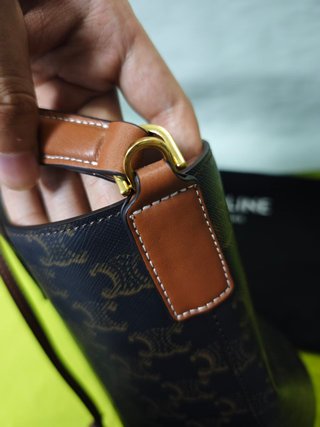 Borsa Celine Cubo Media Marrone e Oro