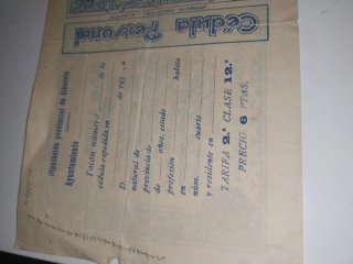 DOCUMENTO  Guerra Civil Albacete 1938 CEDULA .
