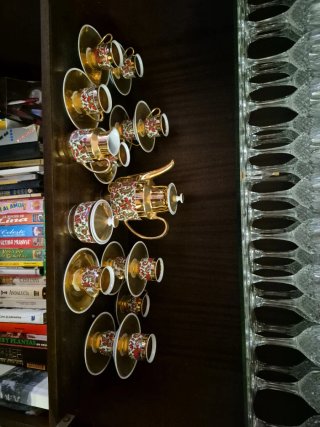 Juego Café Vintage Porcelana y Oro