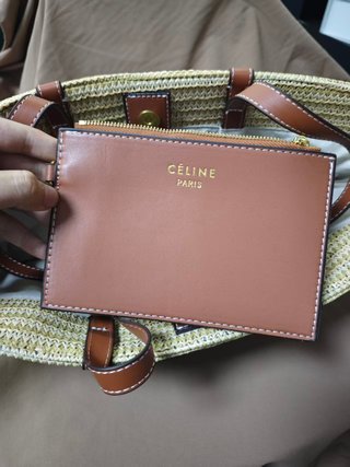 Borsa Tote Celine Triomphe Beige/Marrone