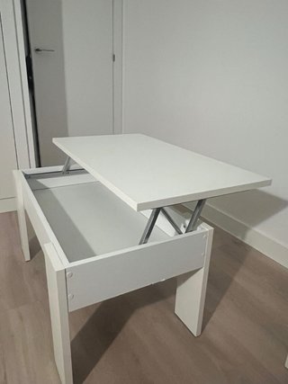 Mesita de centro elevable madera blanca