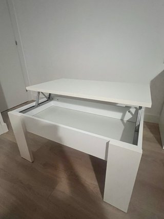 Mesita de centro elevable madera blanca