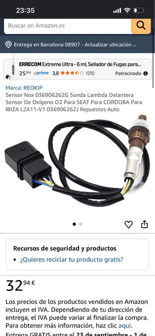 Sensor Oxígeno O2 Sonda Lambda