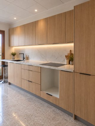 Cocina modular con encimera de mármol