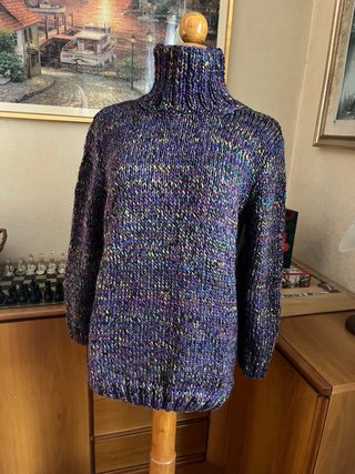 Maglione pesante lungo collo alto di lana taglia L