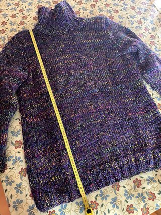 Maglione pesante lungo collo alto di lana taglia L