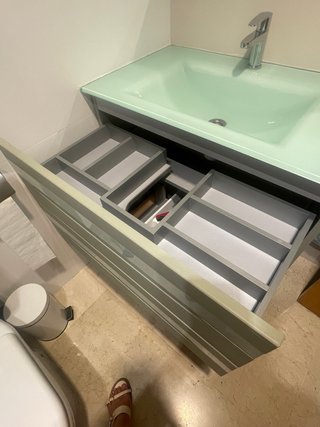 Mueble de baño lavabo cristal verde