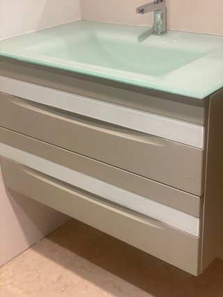 Mueble de baño lavabo cristal verde