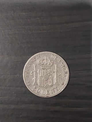 Moneda 50 Céntimos España Alfonso XII PLATA