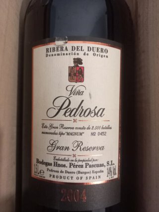 Botella vacía Viña Pedrosa Gran Reserva 2004