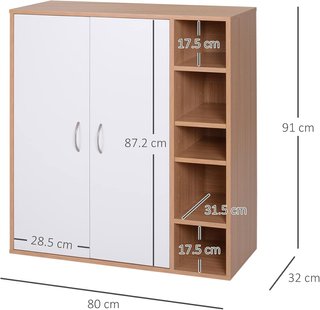 Zapatero Slim De Pared, Mueble Multiuso Con 2 Puertas Y Estantes Regulables para Dormitorio Y Entrada, en Madera, 80X32X91Cm
