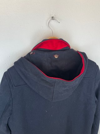 El Ganso Abrigo Lana Azul Marino Capucha Roja M