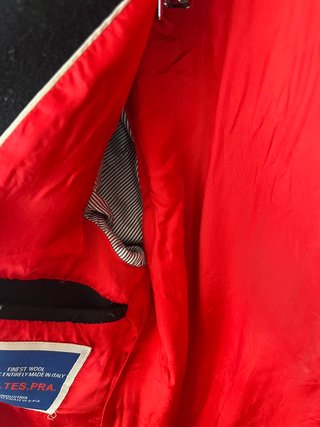 El Ganso Abrigo Lana Azul Marino Capucha Roja M