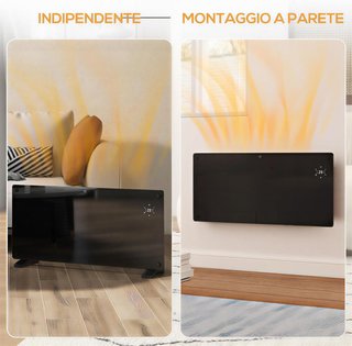 Estufa Eléctrica de Bajo Consumo 2000W, Termoconvector Eléctrico Silencioso de Pared y Suelo, Radiador Eléctrico con Pantalla LED, Temporizador 24H/Semanal, Termostato y Mando a Distancia, Negro