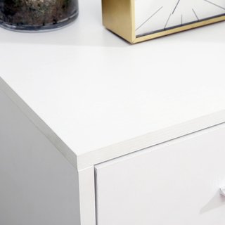 Mobile Porta Stampante Con 3 Cassetti in Legno, Mobile Multiuso da Ufficio Con 4 Ruote e Ripiani Aperti, 80X40X65Cm, Bianco
