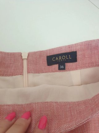 Traje Caroll Blazer y Falda Lino Rosa (Talla S)
