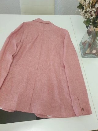 Traje Caroll Blazer y Falda Lino Rosa (Talla S)