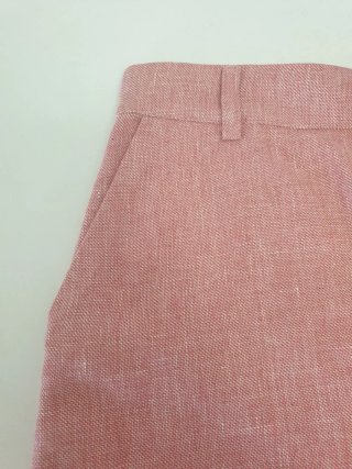 Traje Caroll Blazer y Falda Lino Rosa (Talla S)