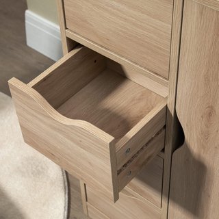 Mueble de Baño Con 4 Cajones y Armario de 2 Niveles, Mueble de Baño Ahorra Espacio Con Manijas Recortadas para Dormitorio Sala de Estar, 54X29X83 Cm, Color Madera