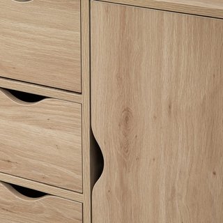 Mueble de Baño Con 4 Cajones y Armario de 2 Niveles, Mueble de Baño Ahorra Espacio Con Manijas Recortadas para Dormitorio Sala de Estar, 54X29X83 Cm, Color Madera