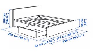 Cama IKEA MALM+somier+colchón+funda