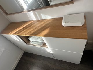 Aparador IKEA Besta Blanco y Beige + TABLON q