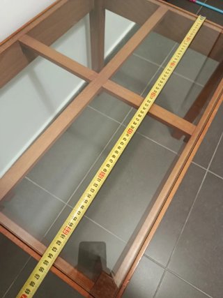 Mesa auxiliar madera y cristal