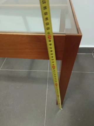 Mesa auxiliar madera y cristal