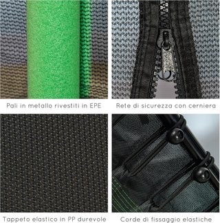 Trampolino Elastico per Bambini 3-10 Anni con Ingresso con Cerniera e Pali Imbottiti, Tappetino Elastico in Acciaio, PP ed EPE, Ø163.5X163.5/190 Cm