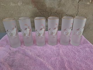 Set 6 Bicchieri Vintage Cigno Dorato