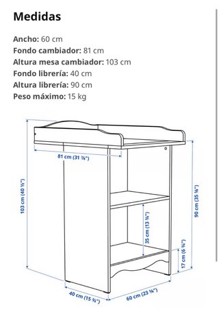 Cambiador y Librería Infantil Blanco