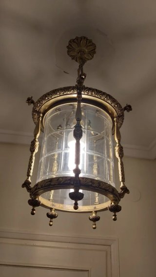 Lámpara Farol Años 40-50 Metal y Cristal