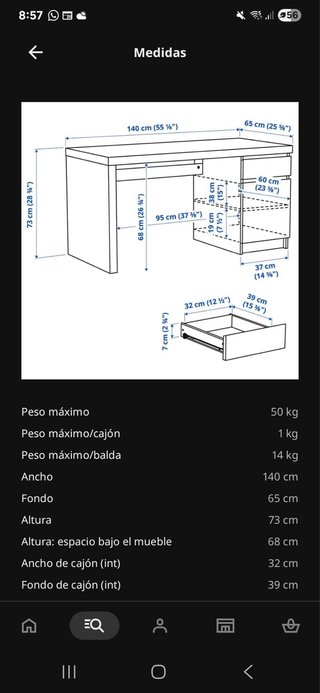 Escritorio Malm Ikea Madera Beige