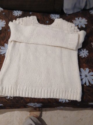 Jersey lana blanco con pompones Talla M