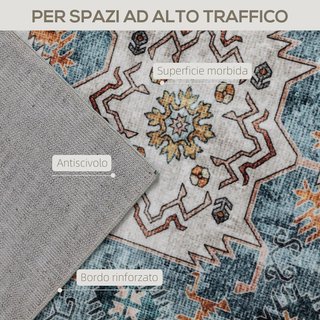 Tappeto vintage antiscivolo e lavabile, tappeto per soggiorno e camera da letto con pelo corto, 230X160 cm, multicolore