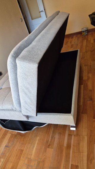Sofá Cama Beige/Gris Tela y Metal
