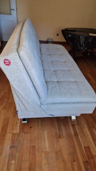 Sofá Cama Beige/Gris Tela y Metal