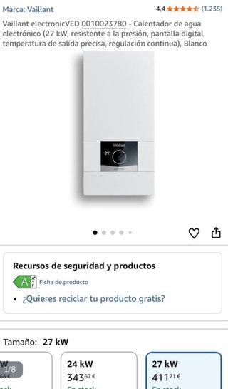 Calentador Vaillant Eléctrico 27kw