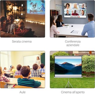 Pantalla de Proyector de 84 Pulgadas 4K HD Formato 4:3 con Trípode Plegable Ajustable, Pantalla de Proyector Portátil de Metal, Gran Ángulo de 160 Grados, para Casa, Cine, Exterior, Blanco