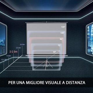 Pantalla de Proyector de 84 Pulgadas 4K HD Formato 4:3 con Trípode Plegable Ajustable, Pantalla de Proyector Portátil de Metal, Gran Ángulo de 160 Grados, para Casa, Cine, Exterior, Blanco