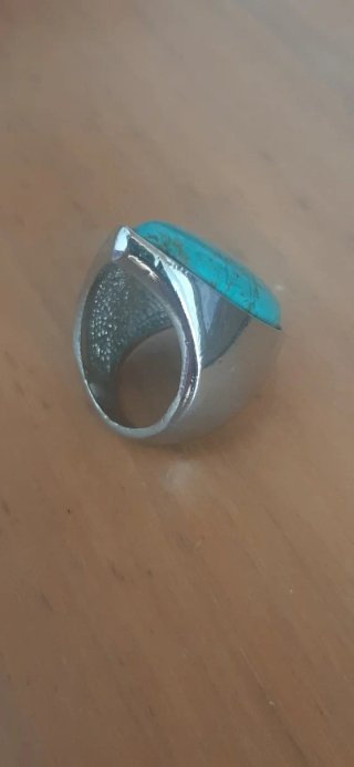 Anillo Plateado con pieza Turquesa