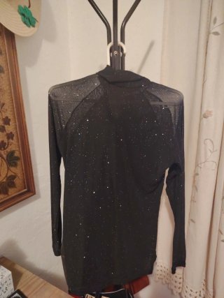 Blusa ajustada con brillos y transparencias