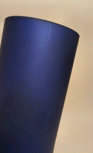 BOTTIGLIA VASO Tondo VETRO Blu Cobalto SATINATO
