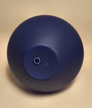 BOTTIGLIA VASO Tondo VETRO Blu Cobalto SATINATO