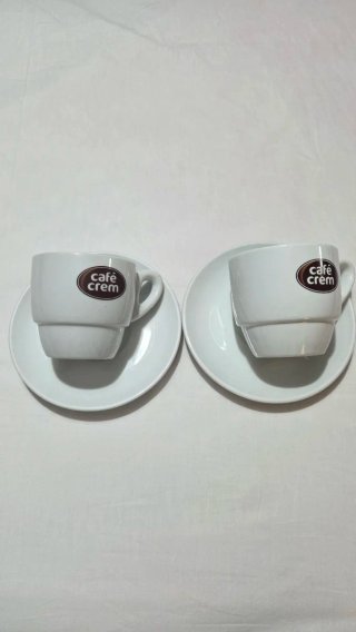 Juego 2 tazas café café crem con sus platos