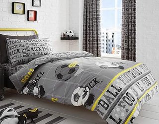 Bedlam 200 x 200 cm- Juego de Funda de edredón Infantil con diseño de fútbol, tamaño de Cama Doble.