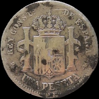 Moneda 1 Peseta 1876 Alfonso XII Plata