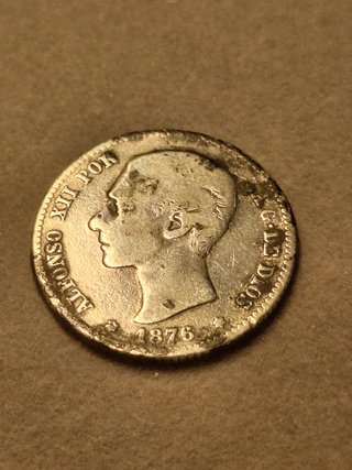 Moneda 1 Peseta 1876 Alfonso XII Plata